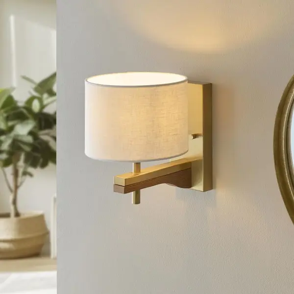 Heathcliff  Ash Wood & Brass Wall Light