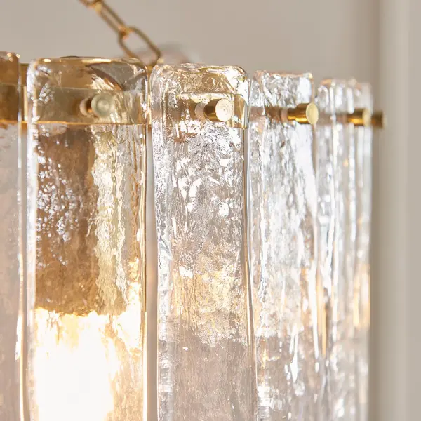 Karine 3 Light Pendant with Textured Glass