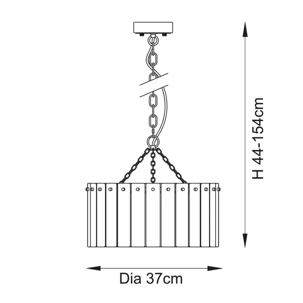 Karine 3 Light Pendant with Textured Glass