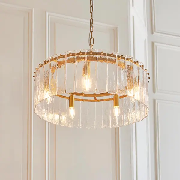 Karine 5 Light Pendant with Textured Glass
