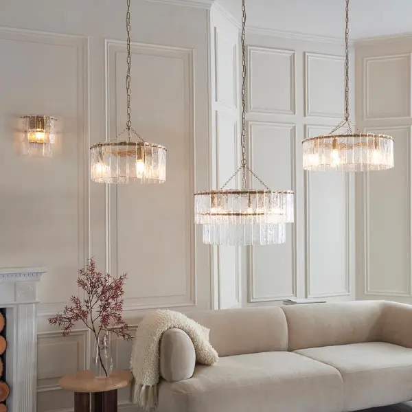 Karine Tiered 5 Light Pendant with Textured Glass