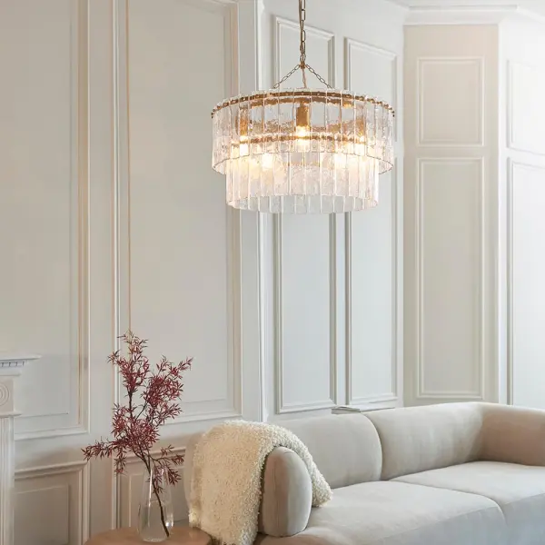 Karine Tiered 5 Light Pendant with Textured Glass