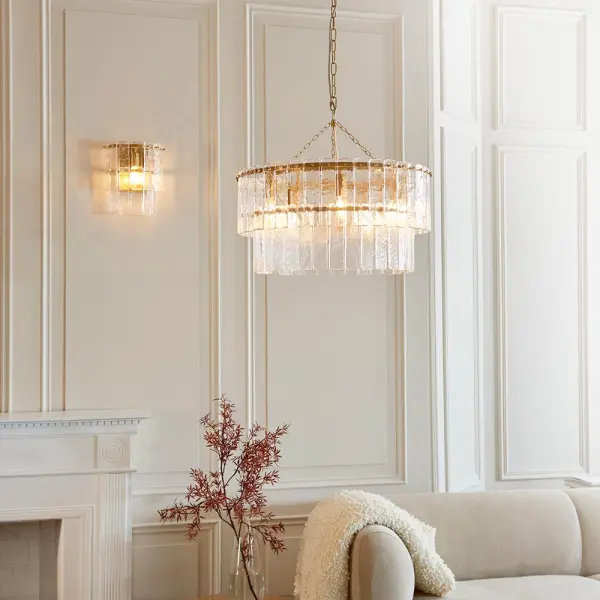 Karine Tiered 5 Light Pendant with Textured Glass