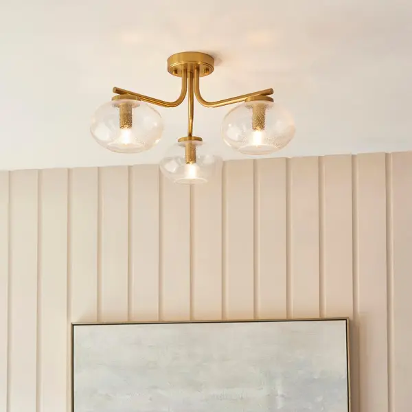 Jacob 3 Light Semi Flush Brass Fitting