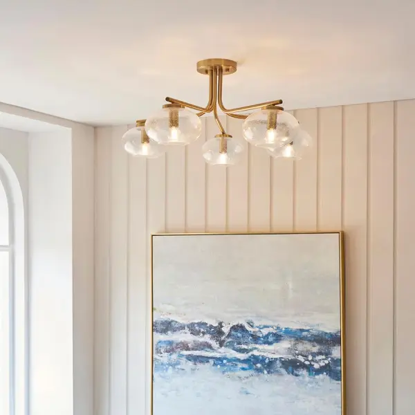 Jacob 5 Light Semi Flush Brass Fitting