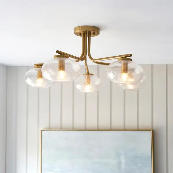 Jacob 5 Light Semi Flush Brass Fitting