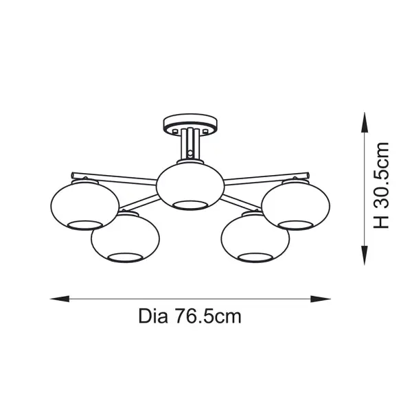 Jacob 5 Light Semi Flush Brass Fitting