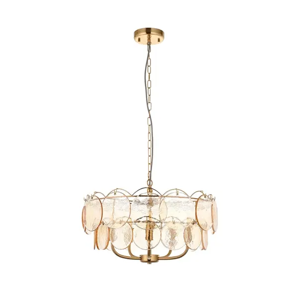 Elish Champagne Glass & Brass 5 Light Ceiling Pendant