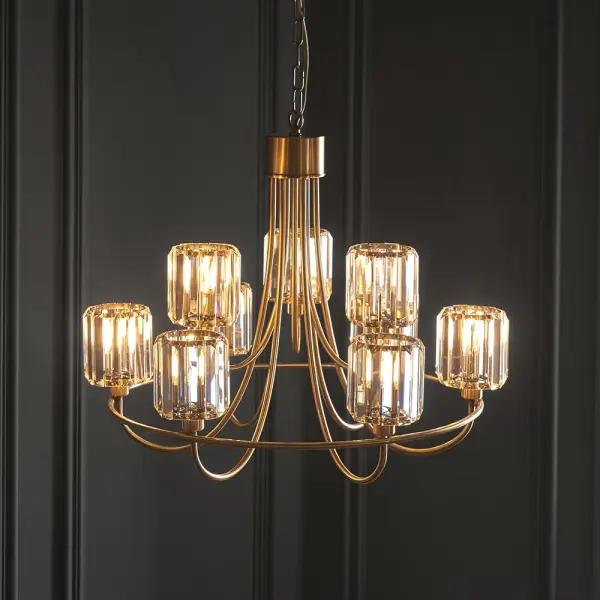 Berenice Tiered Antique Brass 9 Light Pendant