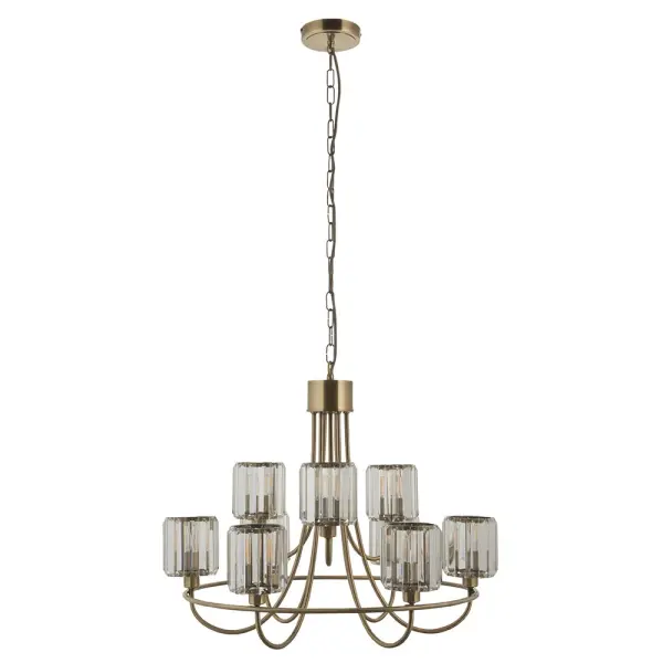 Berenice Tiered Antique Brass 9 Light Pendant