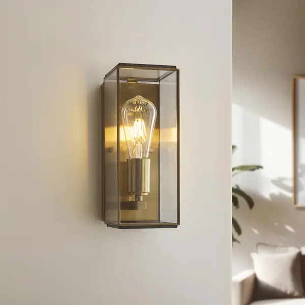 Hammond Brushed Brass & Glass Wall Light