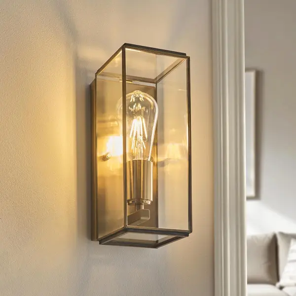 Hammond Brushed Brass & Glass Wall Light