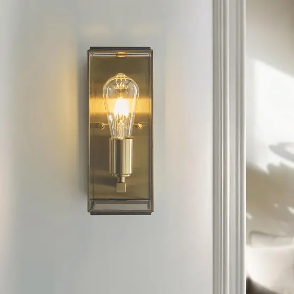 Hammond Brushed Brass & Glass Wall Light