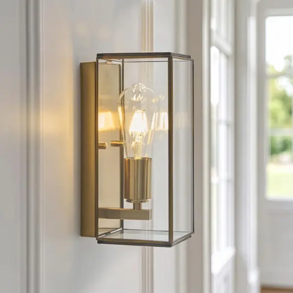 Hammond Brushed Brass & Glass Wall Light