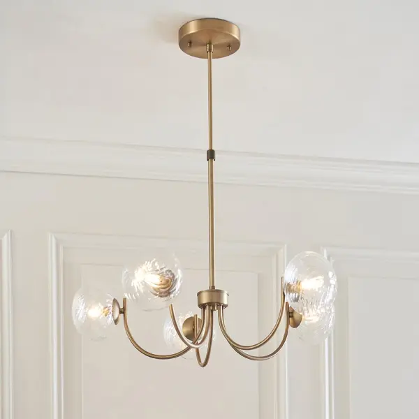Hague Antique Brass 5 Light Ceiling Pendant