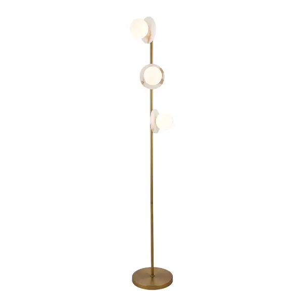 Cerchio Brass Floor Lamp with Opal Glass Shades