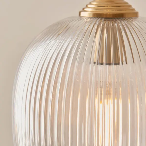 Ashcroft Brass Floor Lamp with Ribbed Glass Shade