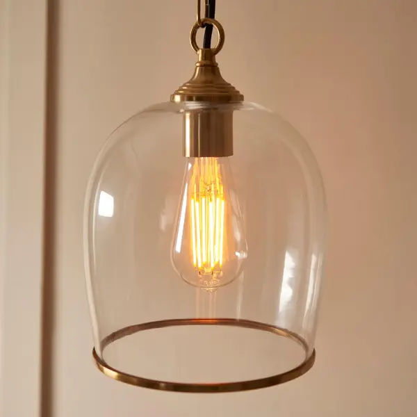 Ashcroft Single Brass Pendant with Clear Glass Shade