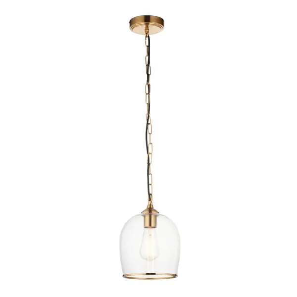 Ashcroft Single Brass Pendant with Clear Glass Shade