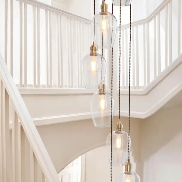 Millie Antique Brass 13 Light Pendant with Clear Glass Shades