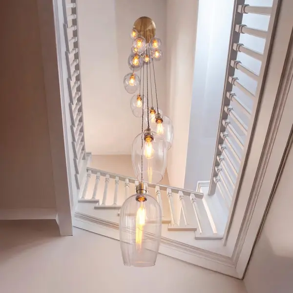 Millie Antique Brass 13 Light Pendant with Clear Glass Shades