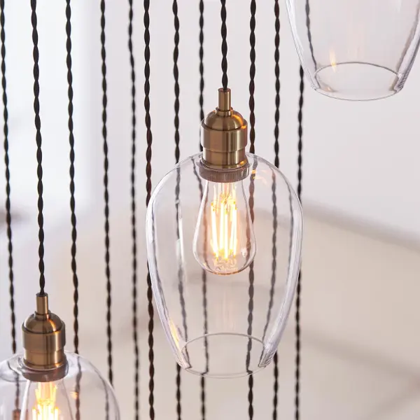 Millie Antique Brass 13 Light Pendant with Clear Glass Shades