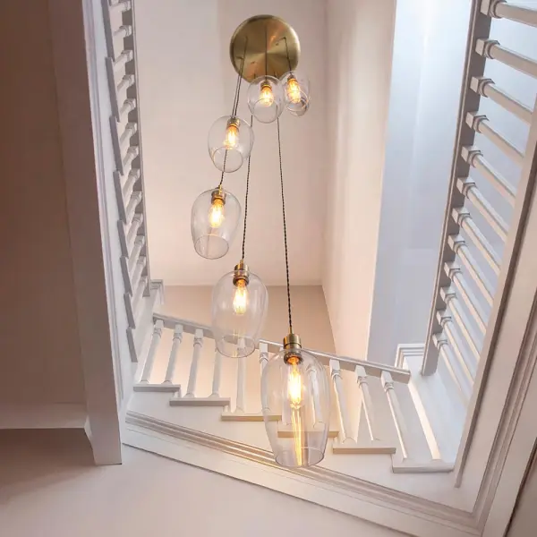 Millie Antique Brass 7 Light Pendant with Clear Glass Shades