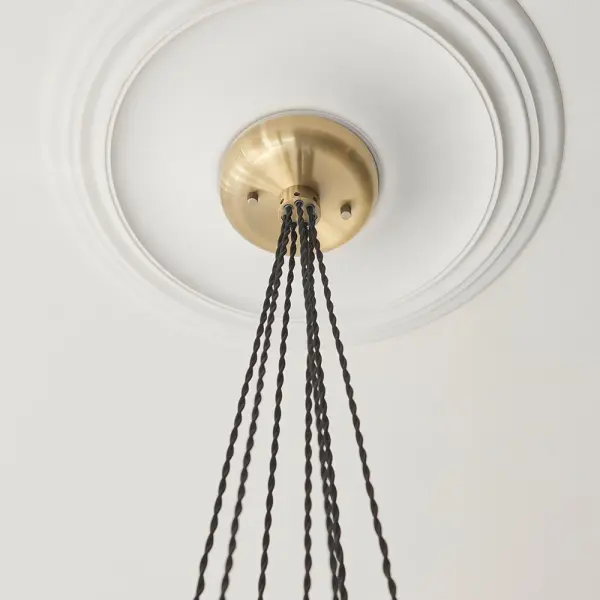 Mia Antique Brass 7 Light Cluster Pendant with Clear Glass Shades