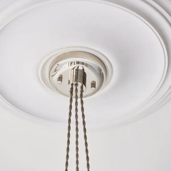 Mia Polished Nickel 3 Light Cluster Pendant with Ribbed Glass Shades