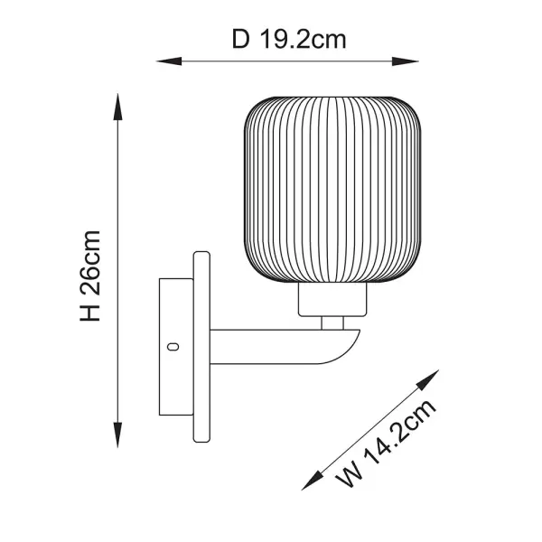 Travi White Volaskas Marble Wall Light C/W Ribbed Glass Shade
