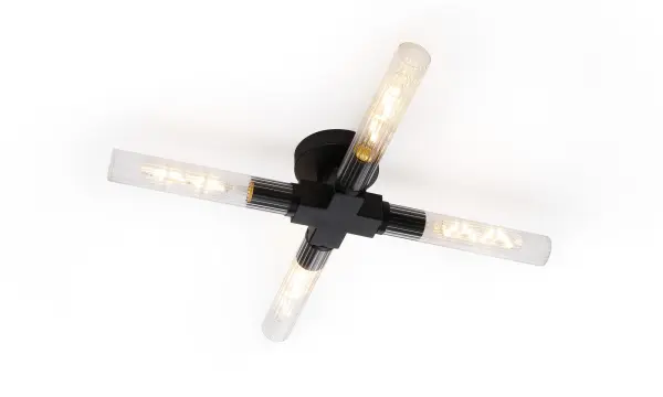 Dee 4 Light Satin Black Bathroom Ceiling Fitting IP44
