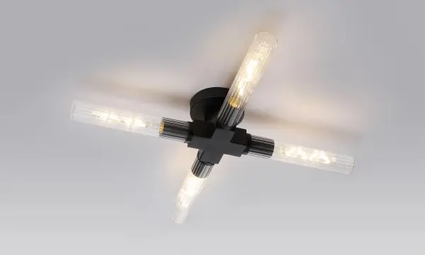 Dee 4 Light Satin Black Bathroom Ceiling Fitting IP44