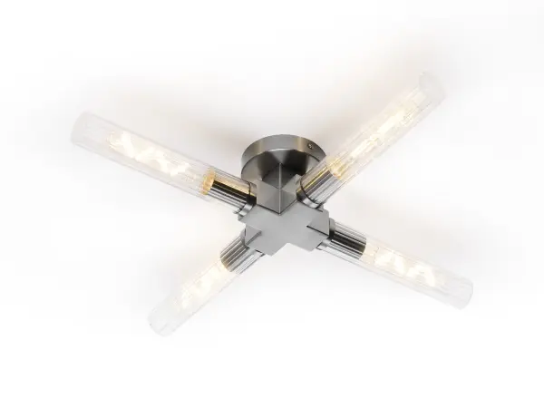 Dee 4 Light Satin Nickel Bathroom Ceiling Fitting IP44