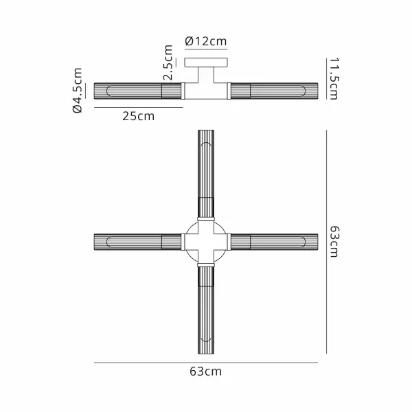 Dee 4 Light Satin Black Bathroom Ceiling Fitting IP44