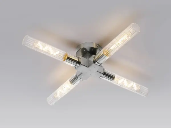 Dee 4 Light Satin Nickel Bathroom Ceiling Fitting IP44