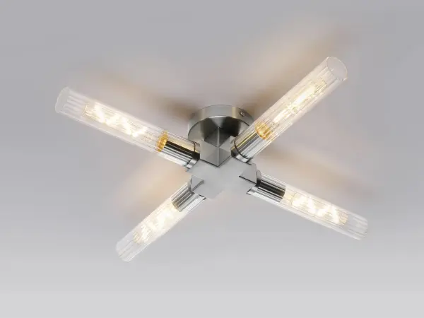 Dee 4 Light Satin Nickel Bathroom Ceiling Fitting IP44