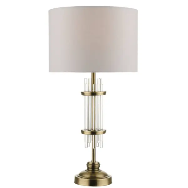 Chrysler Antique Brass and Crystal Table Lamp c/w Shade