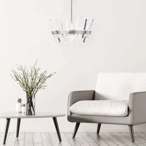 Strata 3 Light Crystal Pendant Satin Chrome
