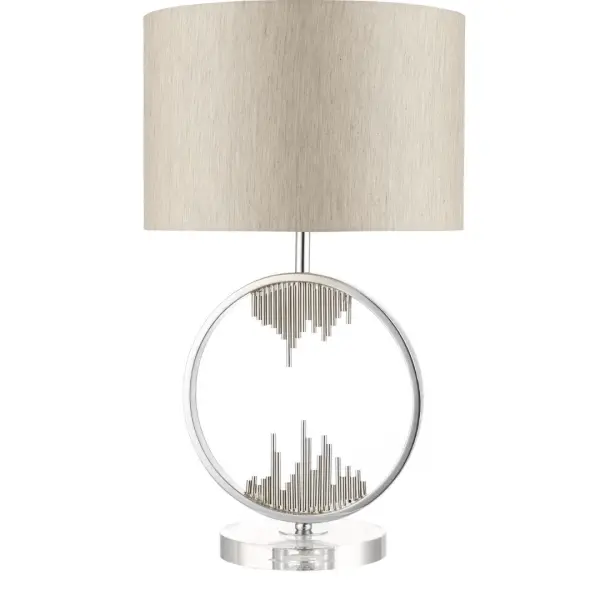 Manhatten Polished Chrome and Crystal Table Lamp c/w Shade