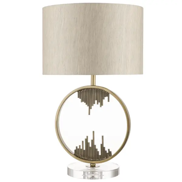 Manhatten Antique Brass and Crystal Table Lamp c/w Shade