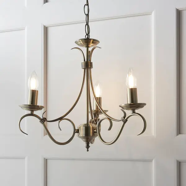 Bernice 3 Light Antique Brass Pendant