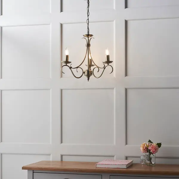 Bernice 3 Light Antique Brass Pendant