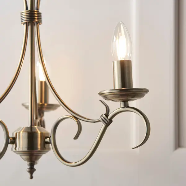 Bernice 3 Light Antique Brass Pendant