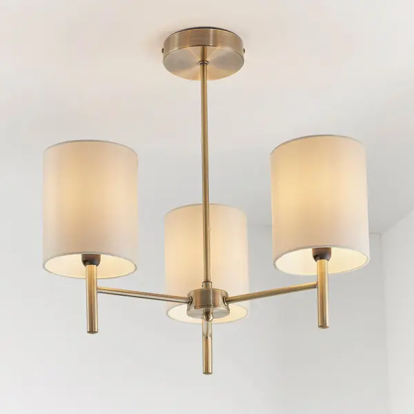 Brio 3 Light Antique Brass Semi Flush