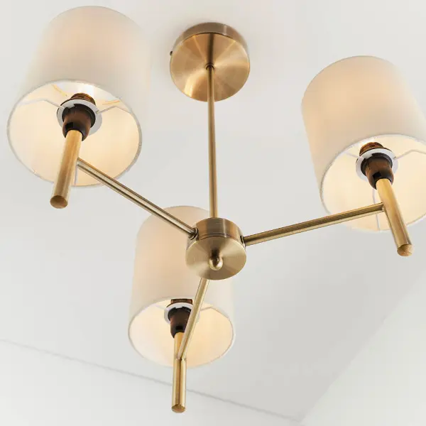 Brio 3 Light Antique Brass Semi Flush