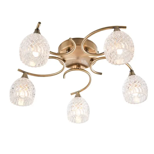 Boyer 5 Light Antique Brass Semi Flush