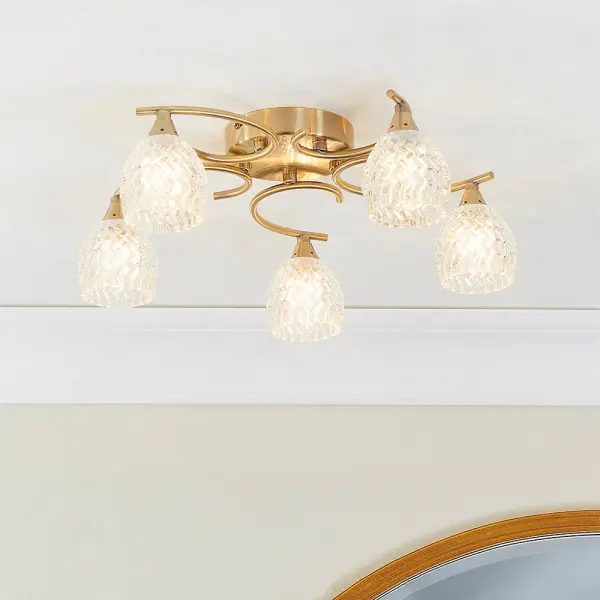 Boyer 5 Light Antique Brass Semi Flush