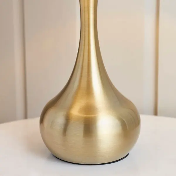 Piccadilly Touch Table in Brass Finish C/W Taupe Shade
