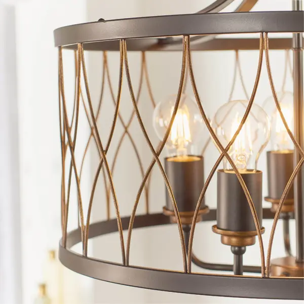 Heston 5 Light Bronze & Matt Black Pendant