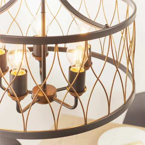 Heston 5 Light Bronze & Matt Black Pendant